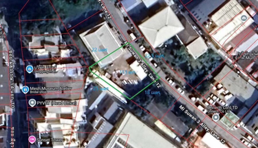 ขายที่ดินเปล่า เนื้อที่ 113 ตร.ว. สามารถเดินถึง สถานีรถไฟฟ้า อ่อนนุช และ พระโขนง Tel 080 9076222